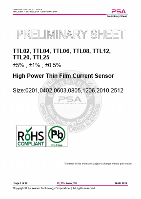 TTL06QQR020JTL Datasheet PDF WALSIN TECHNOLOGY CORPORATION