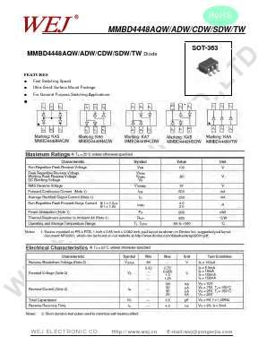MMBD4448ADW Datasheet PDF WEJ ELECTRONIC CO.