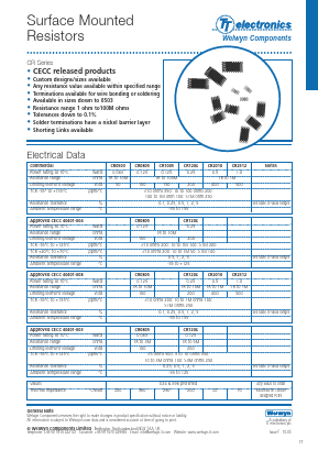 CR050310MC Datasheet PDF Welwyn Components Limited