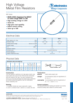 MH2510MOF Datasheet PDF Welwyn Components Limited