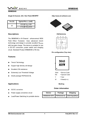 WNM3040 Datasheet PDF Will Semiconductor Ltd.
