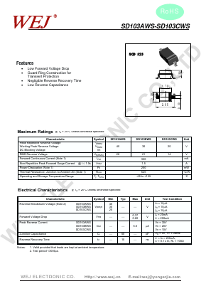 SD103AWS Datasheet PDF SHENZHEN YONGERJIA INDUSTRY CO.,LTD