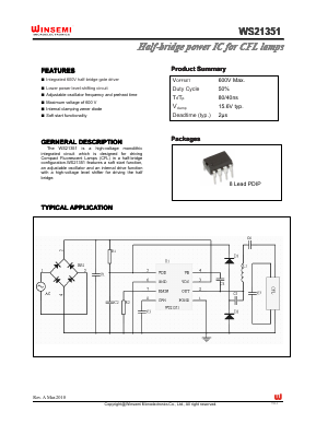 WS21351 Datasheet PDF Shenzhen Winsemi Microelectronics Co., Ltd