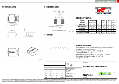 74437324022 Datasheet PDF Wurth Elektronik GmbH & Co. KG, Germany.