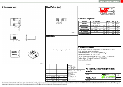 7443557560 Datasheet PDF Wurth Elektronik GmbH & Co. KG, Germany.