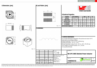 74408942150 Datasheet PDF Wurth Elektronik GmbH & Co. KG, Germany.