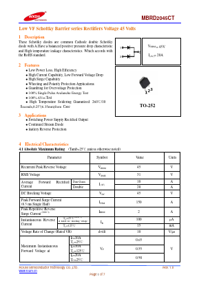 MBRD2045CT Datasheet PDF Jiangsu Donghai Semiconductor Technology Co.,Ltd