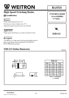 BAS516 Datasheet PDF Weitron Technology