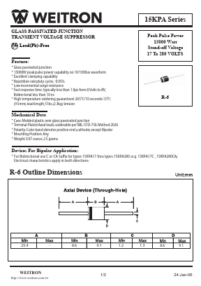 15KPA280CA Datasheet PDF Weitron Technology