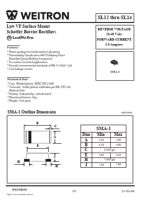 SL14 Datasheet PDF Weitron Technology