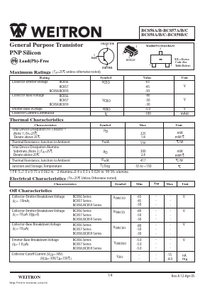 BC857C Datasheet PDF Weitron Technology