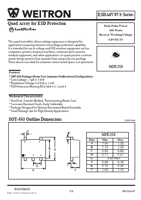 ESDA5V6V5 Datasheet PDF Weitron Technology