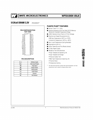 WPS512K8VB-15RJI Datasheet PDF White Electronic Designs => Micro Semi