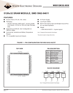 WS512K32-XXX Datasheet PDF White Electronic Designs => Micro Semi