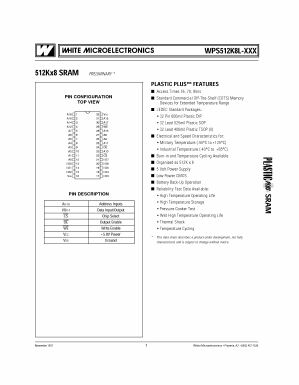 WPS512K8LC-55RI Datasheet PDF White Electronic Designs => Micro Semi