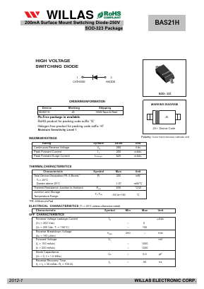 BAS21H Datasheet PDF Willas Electronic Corp.