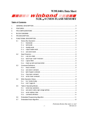 W39L040AP70Z Datasheet PDF Winbond