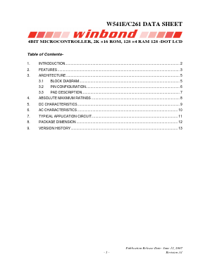 W541C261 Datasheet PDF Winbond