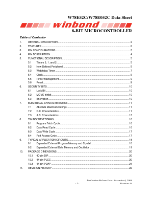 W78E052C40FL Datasheet PDF Winbond