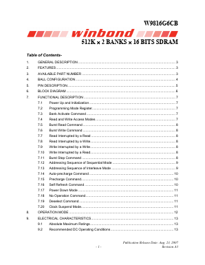 W9816G6CB Datasheet PDF Winbond