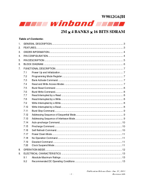 W9812G6JH Datasheet PDF Winbond