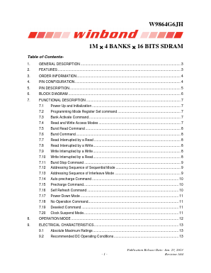 W9864G6JH-7 Datasheet PDF Winbond