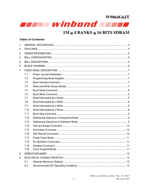 W9864G6JT Datasheet PDF Winbond