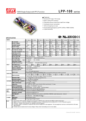LPP-100-24 Datasheet PDF XP Power Limited