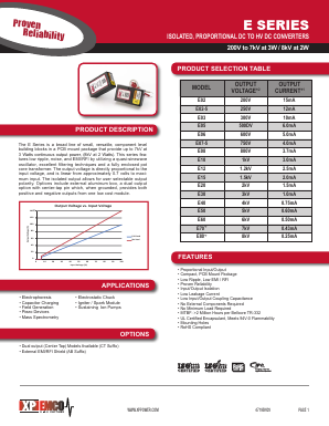 E70 Datasheet PDF XP Power Limited