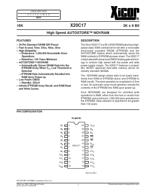 X20C17PI-35 Datasheet PDF Xicor -> Intersil