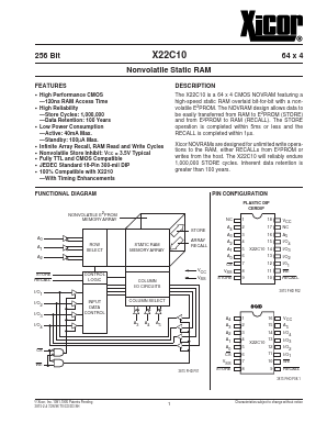 X22C10DMB Datasheet PDF Xicor -> Intersil