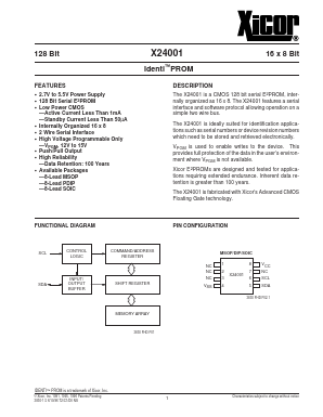 X24001 Datasheet PDF Xicor -> Intersil