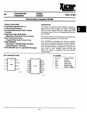 X2402 Datasheet PDF Xicor -> Intersil