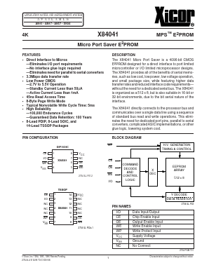 X84041 Datasheet PDF Xicor -> Intersil
