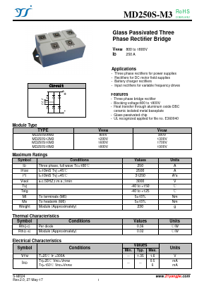 MD250S16M3 Datasheet PDF Yangzhou yangjie electronic co., Ltd
