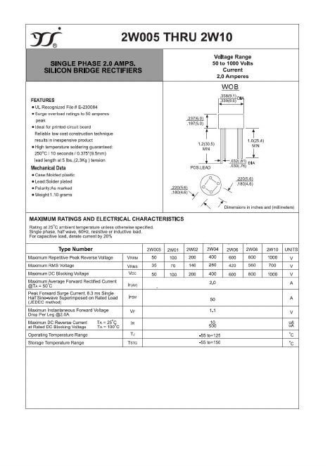 2W06 Datasheet PDF Yangzhou yangjie electronic co., Ltd