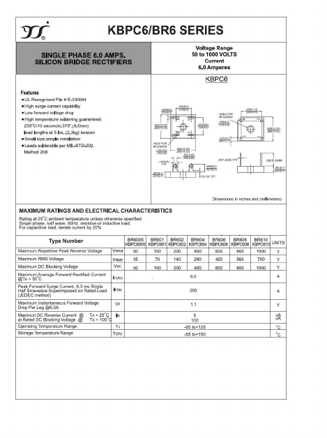 KBPC6-BR6 Datasheet PDF Yangzhou yangjie electronic co., Ltd