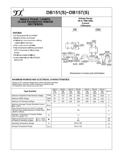 DB151S Datasheet PDF Yangzhou yangjie electronic co., Ltd