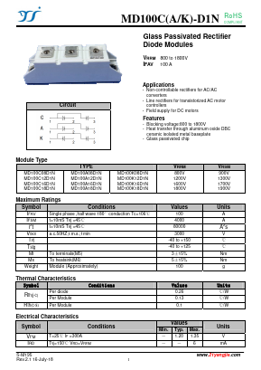 MD100C08D1N Datasheet PDF Yangzhou yangjie electronic co., Ltd
