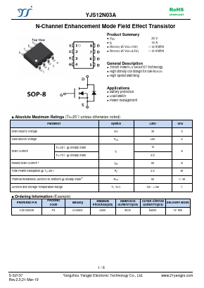 YJS12N03A Datasheet PDF Yangzhou yangjie electronic co., Ltd