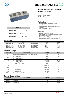 MD200C16D2 Datasheet PDF Yangzhou yangjie electronic co., Ltd