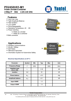 PD2450U03-M1 Datasheet PDF Yantel Corporation