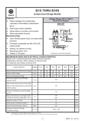 B1S Datasheet PDF YENYO TECHNOLOGY Co., Ltd