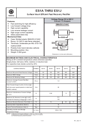 ES1A Datasheet PDF YENYO TECHNOLOGY Co., Ltd
