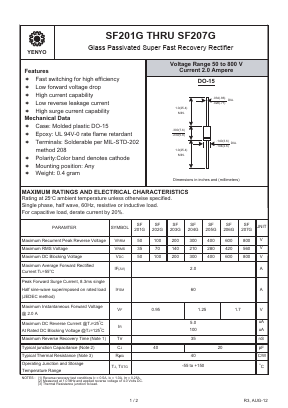 SF201G Datasheet PDF YENYO TECHNOLOGY Co., Ltd