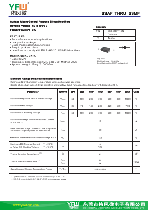 S3AF-SMAF Datasheet PDF DONGGUAN YOU FENG WEI ELECTRONICS CO., LTD