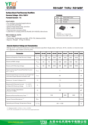 RS1ABF-SMBF Datasheet PDF DONGGUAN YOU FENG WEI ELECTRONICS CO., LTD