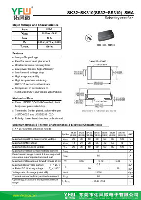 SS32-SMA Datasheet PDF DONGGUAN YOU FENG WEI ELECTRONICS CO., LTD