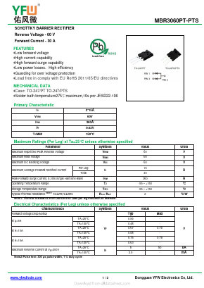 MBR3060PTS Datasheet PDF DONGGUAN YOU FENG WEI ELECTRONICS CO., LTD