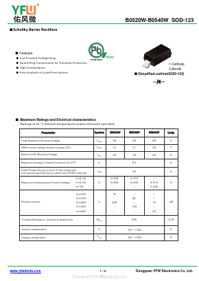 B0520W Datasheet PDF DONGGUAN YOU FENG WEI ELECTRONICS CO., LTD